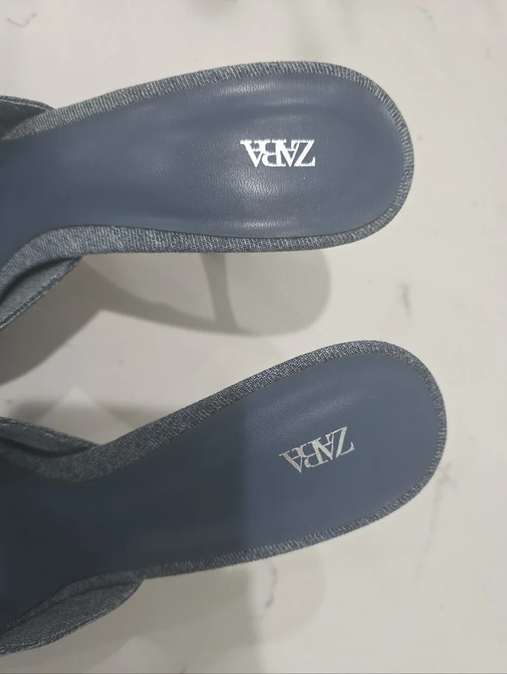 ZARA Blue Denim Heels Slide Sandals U.S. Size 11/42 Euro. NWOT. - Picture 4 of 8
